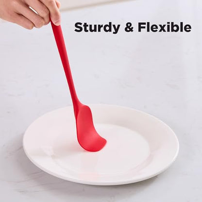 6 Pieces Silicone Spatula Set, Food Grade Rubber Spatula,Kitchen Tools for Baking, Cooking, Stirring (Red) - color: Red