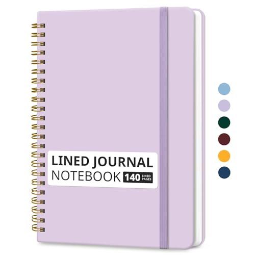 Taja Lined Spiral Notebook for Work, 5.7"x7.9" Spiral Journal College Ruled - color: E-Purple, style: a-Lined(1 Pack)