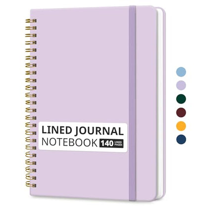 Taja Lined Spiral Notebook for Work, 5.7"x7.9" Spiral Journal College Ruled - color: E-Purple, style: a-Lined(1 Pack)