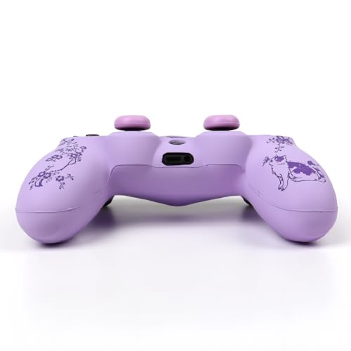 Cat Among Blossoming Branches Design Controller Skin Cover with 2 Thumb Grips Compatible with PS4/Playstation 4 Slim/Pro Controller - color: Cat Purple