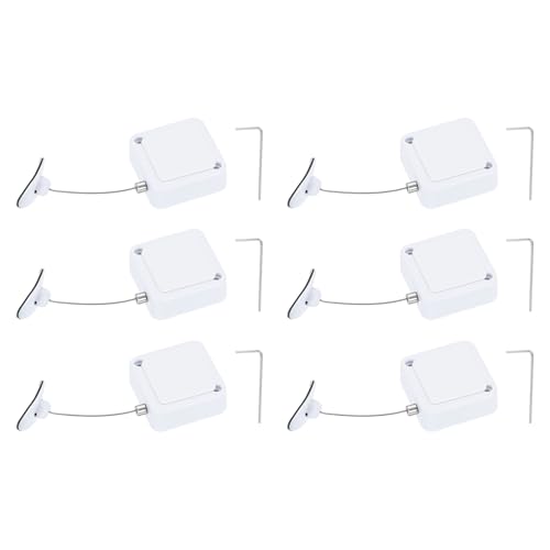 PATIKIL Retractable Remote Control Cable Tether (6.6ft / 2M, White)(6 Set) Square Remote Control Security Lanyard Lock Adjustable Locking Leash with Plastic Cap, Suit for - TV/Tablets - color: White, size: 6.6ft