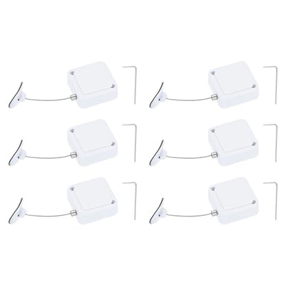 PATIKIL Retractable Remote Control Cable Tether (6.6ft / 2M, White)(6 Set) Square Remote Control Security Lanyard Lock Adjustable Locking Leash with Plastic Cap, Suit for - TV/Tablets - color: White, size: 6.6ft