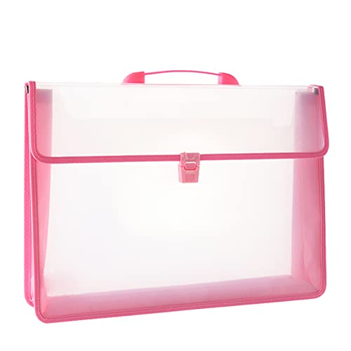 12x16.5 Art Portfolio Case A3 PP Plastic Transparent Pink Pack of 1 - color: Pink
