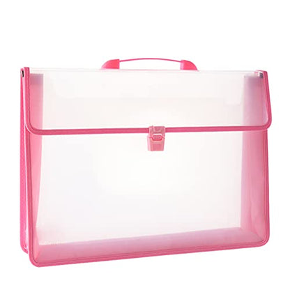 12x16.5 Art Portfolio Case A3 PP Plastic Transparent Pink Pack of 1 - color: Pink