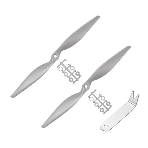 MECCANIXITY 12x6 Inch RC Propellers, 2-Vane Blades Prop Replacements Gray High Speed Propeller with Adapter Rings & Prop Wrench for RC Airplane Drones, Pack of 4 - size: 12" x 6"