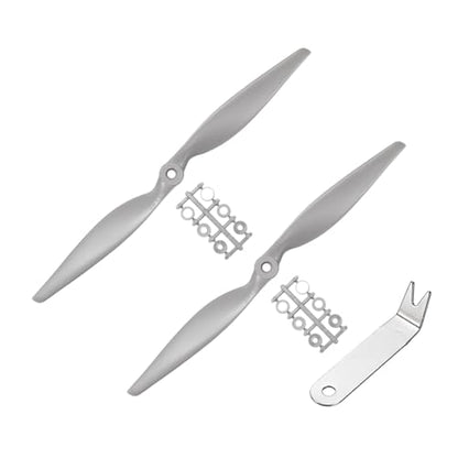 MECCANIXITY 12x6 Inch RC Propellers, 2-Vane Blades Prop Replacements Gray High Speed Propeller with Adapter Rings & Prop Wrench for RC Airplane Drones, Pack of 4 - size: 12" x 6"