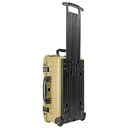 Eylar 22" Carry-On Travel Roller Gear, Camera, Drones, Tools, Equipment Hard Case Waterproof with Foam (Tan) - color: Tan