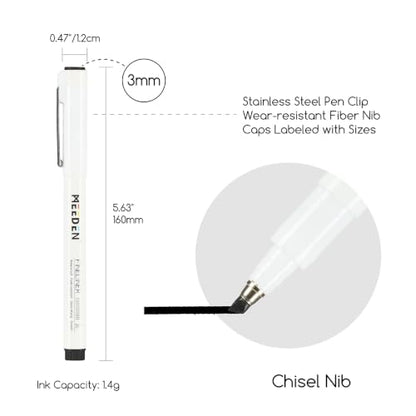 MEEDEN Micro Fineliner Drawing Pens: 3mm Chisel Nib, 6 Pack, Black Ink - style: 3mm Chisel Nib