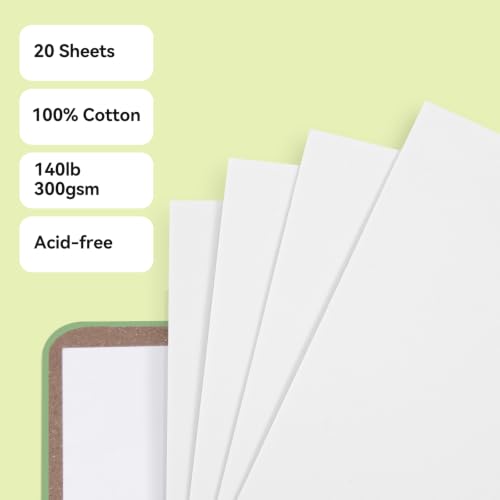 Paul Rubens Square Watercolor Journal 5.9"x5.9", 100% Cotton Cold Press - color: Green