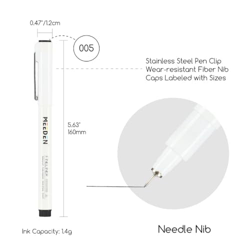 MEEDEN Micro Fineliner Drawing Pens: 0.05mm Needle Nib, 6 Pack, Black Ink - style: 0.05mm Needle Nib