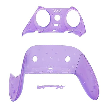 eXtremeRate Top Bottom Decorative Trim Shell Compatible with ps5 Edge Controller DIY Replacement Front Back Clip Shell, Custom Clear Atomic Purple Plates Cover Compatible with ps5 Edge Controller - color: Clear Atomic Purple