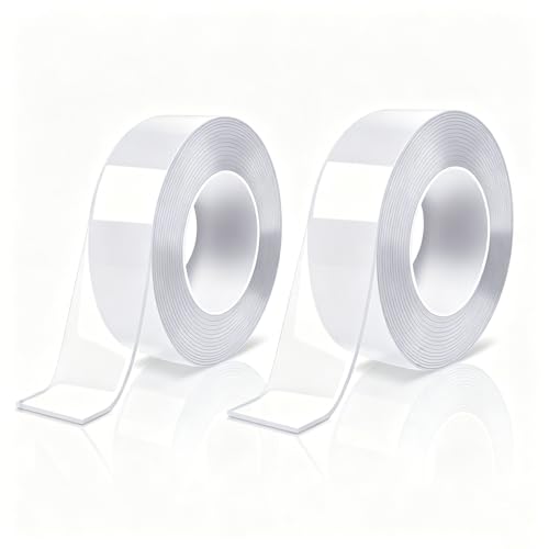 Double Sided Heavy Duty Nano Mounting Adhesive Tape(2 Rolls, Total 32FT) - size: 2 Rolls x 16.5 FT