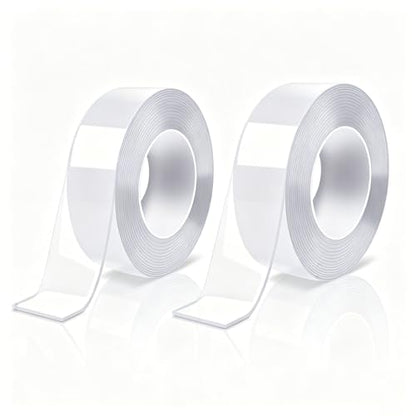 Double Sided Heavy Duty Nano Mounting Adhesive Tape(2 Rolls, Total 32FT) - size: 2 Rolls x 16.5 FT