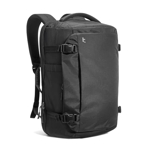 tomtoc Travel Backpack 40L, TSA Carry On Bag Flight Approved, PFAS Free - color: Black-ripstop, size: 40L
