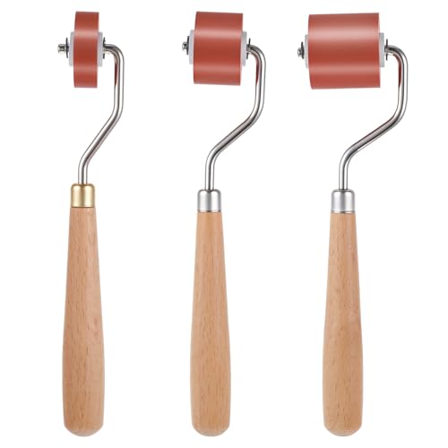 3Pcs Rubber Brayer Rollers,Brayer Ink Roller with Comfort Grip for Crafting Rubber Brayer Roller Brayer Ink Roller for Stamping,Printing,Printmaking