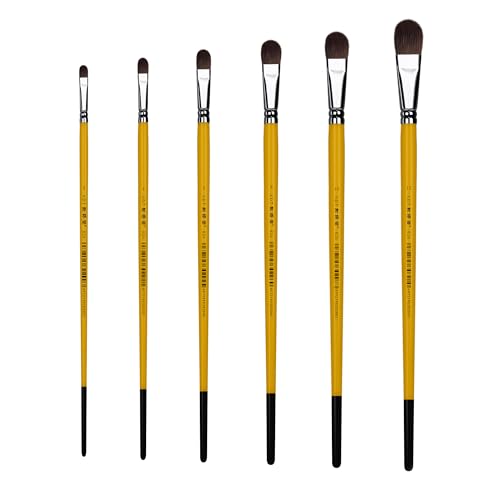 XDT#826 Filbert Artist Paint Brush 6 Piece Set Medium Stiff Mixed Red Sable Weasel Hair Extra Long Handle #2#4#6#8#10#12, Acrylic Oil Watercolor - size: Filbert Red Sable 6Pc