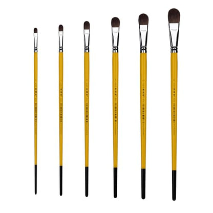 XDT#826 Filbert Artist Paint Brush 6 Piece Set Medium Stiff Mixed Red Sable Weasel Hair Extra Long Handle #2#4#6#8#10#12, Acrylic Oil Watercolor - size: Filbert Red Sable 6Pc
