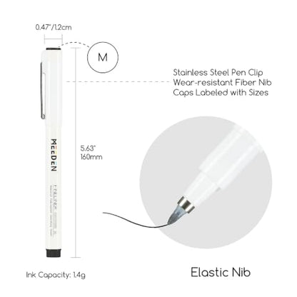 MEEDEN Micro Fineliner Drawing Pens: 0.5-2mm M Nib, 6 Pack, Black Ink - style: M Elastic Nib