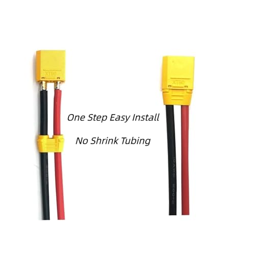 XT90 Connector Set with Solder Point Cover Caps (24pcs) - Upgraded Gold-Plated Copper for RC Vehicles and Electronics
