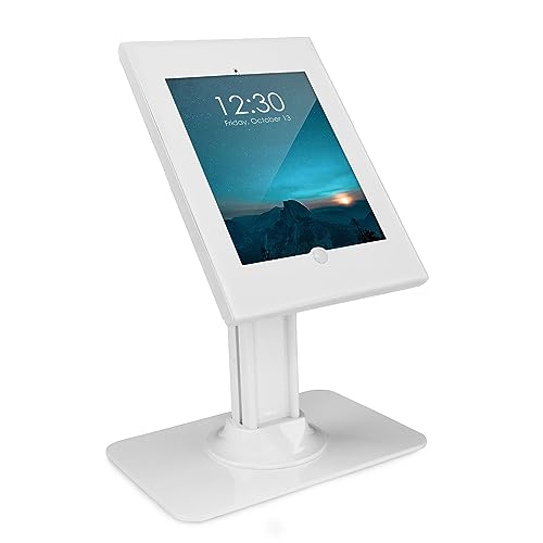 Mount-It! iPad Kiosk Stand, Anti-Theft Steel Countertop Enclosure, White - color: White