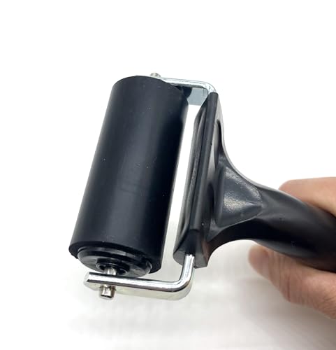 2.4 Inch Rubber Brayer Roller Printmaking Brayers, Braided Rolle, Black Ink Roller Tool for Crafting Wallpapers Stamping Gluing Application Printmaking(Black)