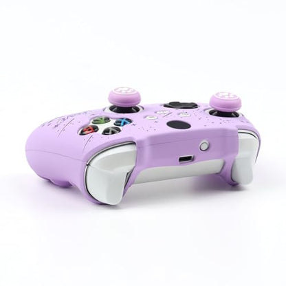 Moonlit Cats with a Loving Heart Controller Skin Compatible with Xbox Series X Wireless Controller, RALAN Protector Case， Customised Thumb Grips Cap - color: MCats Purple
