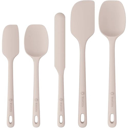 ChefAide 5 Pieces Silicone Spatulas Set, Heat Resistant Rubber Spatula - color: Beige, size: 5 pieces