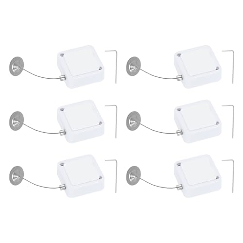 PATIKIL Retractable Remote Control Cable Tether (4.9ft / 1.5M, White)(6 Set) Square Remote Control Security Lanyard Lock Adjustable Locking Leash with Round Iron Cap, Suit for - TV/Tablets - color: White, size: 4.9ft