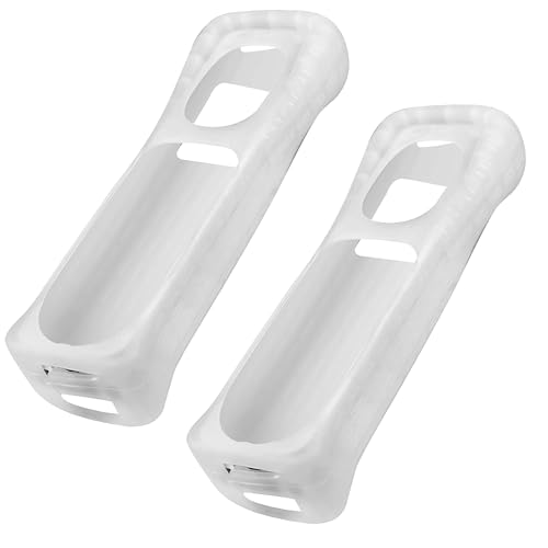 XiQiDianr 2 Packs Silicone Case Cover with Wrist Strap for Nintendo Wii Remote Controller (White 2) - color: White