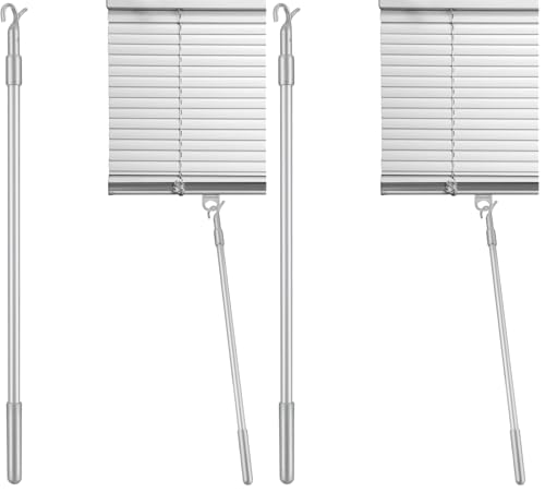 Window Blind Wand Replacement with Hook,Aluminium Blinds Rod Wand,Vertical Opener,Telescopic Draw Rod, Vertica for Windows Curtain,s Stick Replacement (Pack of 2) - size: 1.1"W x 23.58"H (Pack of 2)