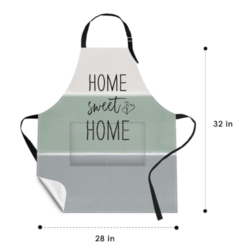 Britimes Apron with Pockets, 32x28 inch, 2 Pack, Sage Green - color: Cream Green