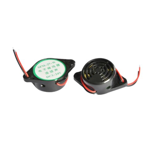 DC 3-24V 100dB Active Piezo Electronic Buzzer Beep Tone Alarm Ringer Continous Sound SFM-27-W ,Black 6Pcs