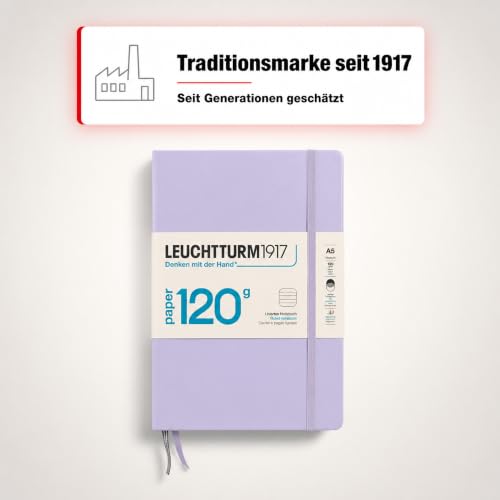 LEUCHTTURM1917 - 120G Special Edition - Medium A5 Ruled Hardcover Notebook (Lilac) - 203 Numbered Pages with 120gsm Paper - color: Lilac, style: Ruled