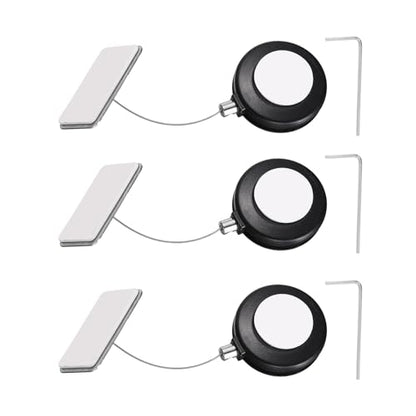 PATIKIL Retractable Remote Control Cable Tether (3ft / 0.9M, Black)(3 Set) Round Remote Control Security Lanyard Lock Adjustable Locking Leash with Iron Cap, Suit for - TVs/Tablets - color: Black