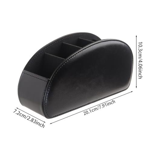 Remote Control Holder, PU Leather Remote Caddy Desktop Organizer with 5 Spacious Compartments for TV Remotes/Media Controllers/Office Supplies(Black) - color: Black