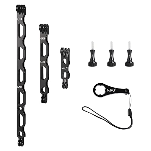 HSU All Aluminum Alloy Extension Arm Kit (11.8”/6.5”/3.3”) (Black, 7 Pcs) - color: Black