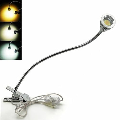 QUANS 5W 3 Colors LED Clip on Tube Flexible Work Desk Table Bed Light SR - color: Silver
