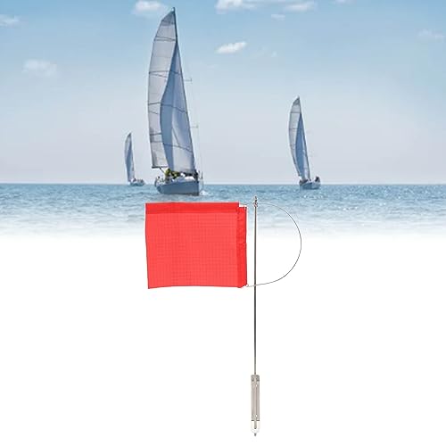 Ejoyous Wind Indicator Flag, Marine Wind Flag with Stainless Steel Mast, Triangular, Red, for Sailboat Yacht Dinghy - size: 185*135mm(7972SM)