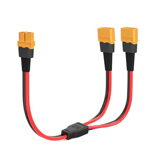 ELFCULB XT60 Y Splitter Cable 12AWG 1FT for Battery and Solar Systems - color: XT60 1 Female to 2 Male