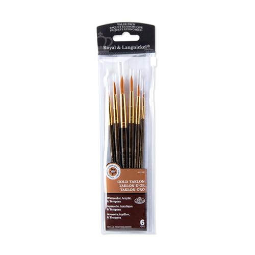 Royal & Langnickel Royal Zip N' Close Gold Taklon Round 6-Piece Brush Set