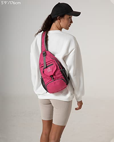 WATERFLY Packable Small Crossbody Sling Backpack Shoulder Chest Bag Daypack for Hiking Traveling - color: Pink