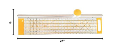 24"L x 6"W Rotary Cutter and Ruler Combo with 2Pcs Extra Blades, Fabric Cutter with Ergonomic Handle for Easy Fabric Cutting