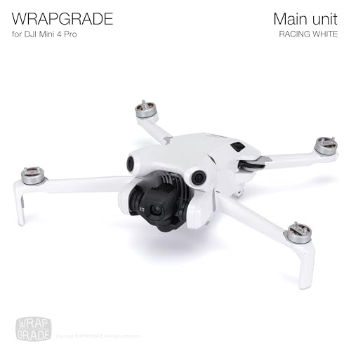 WRAPGRADE Skin Stickers Compatible with DJI Mini 4 Pro | Full Wrap (Racing White) - color: Racing White