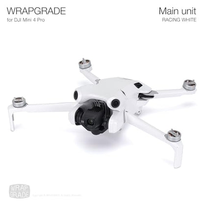 WRAPGRADE Skin Stickers Compatible with DJI Mini 4 Pro | Full Wrap (Racing White) - color: Racing White
