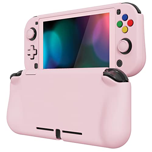 PlayVital ZealProtect Protective Case for Nintendo Switch Lite, Ergomomic Grip Hard Cover - Durable Shock-absorbent Anti-Scratch with Screen Protector & Thumb Grip Button Caps, Peach Blossom Pink - color: Peach Blossom Pink