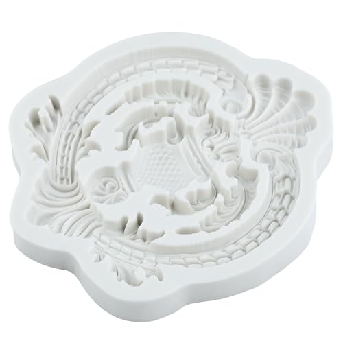 Baroque Scroll Lace Polymer Clay Mold Relief Flower Silicone Molds - color: Style R