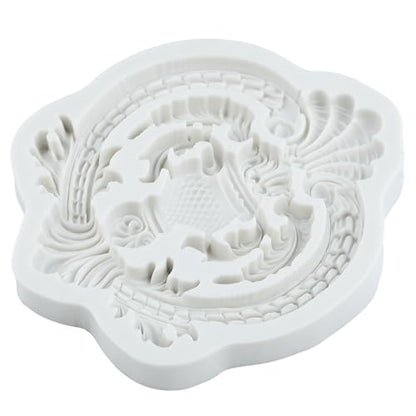 Baroque Scroll Lace Polymer Clay Mold Relief Flower Silicone Molds - color: Style R