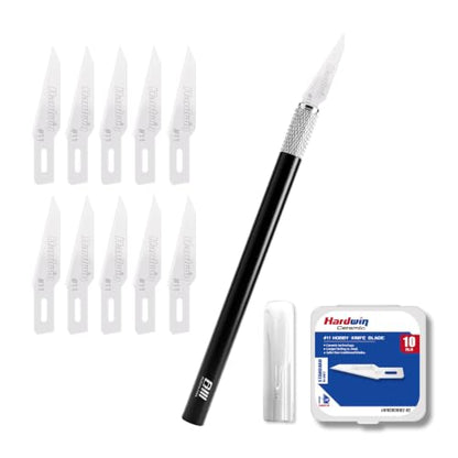 10-Pack #11 Ceramic Craft Knife Blades with 1 Aluminum Alloy Handle