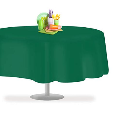 Grandipity Plastic Table Cloth Disposable 12 Pack 84" Round Dark Green - color: Dark Green, size: 84in. Round