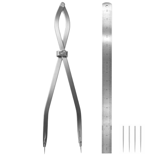 Radius Divider Tool 16 Inch, Fast Adjusting Scriber for Sheet Metal Fabrication & Layout Work, 4pcs Replaceable Points, Metalworking Woodworking Insulation Tool, Draws Circles Up to 37 Inches - size: 16in-1PC